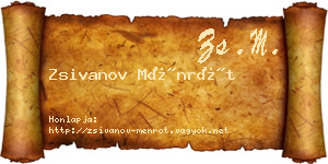 Zsivanov Ménrót névjegykártya